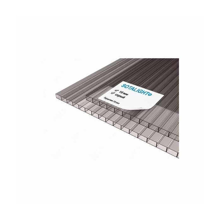 Сотовый поликарбонат 10 мм SOTALIGHT серый 2100х12000 мм