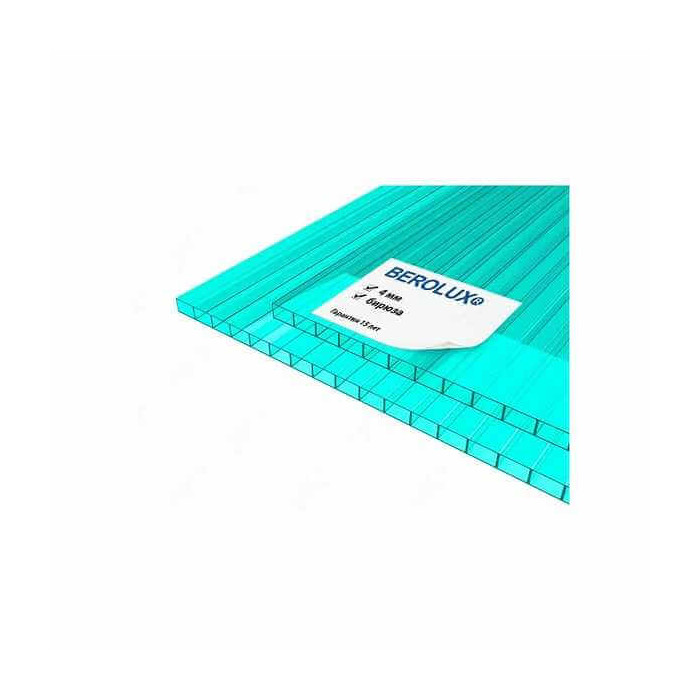 Сотовый поликарбонат 4 мм BEROLUX бирюза 2100х12000 мм